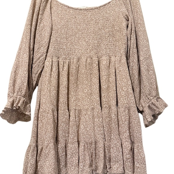 Altar’d State XL Boho Floral Smocked Tiered Babydoll Dress • Long Sleeve Ruffle - Picture 2 of 2